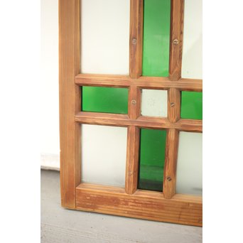 緑色ガラス 中型建具 2枚1組　GD0080Y 