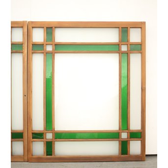 緑色ガラス 中型建具 2枚1組　GD0080Y 