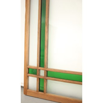 緑色ガラス 中型建具 2枚1組　GD0080Y 