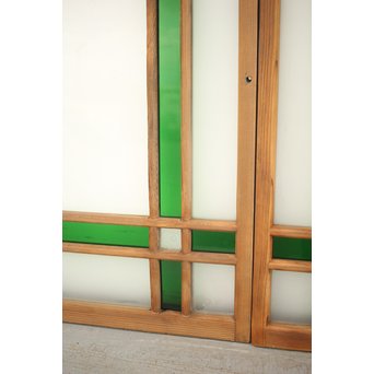 緑色ガラス 中型建具 2枚1組　GD0080Y 