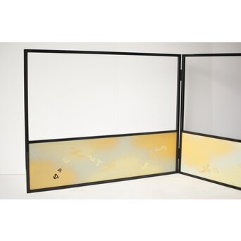 表具師 奥村吉兵衛【瑞鳳腰風炉先屏風】自筆画賛 鵬雲斎書付 共箱　Z275 