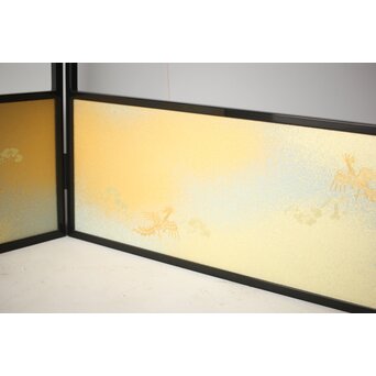 表具師 奥村吉兵衛【瑞鳳腰風炉先屏風】自筆画賛 鵬雲斎書付 共箱　Z275 