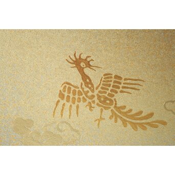 表具師 奥村吉兵衛【瑞鳳腰風炉先屏風】自筆画賛 鵬雲斎書付 共箱　Z275 