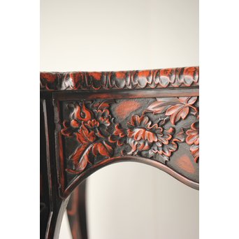 皇室系菊木彫 鎌倉彫机　T445 