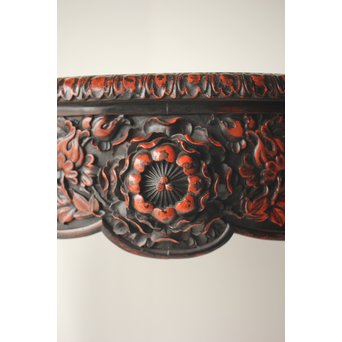 皇室系菊木彫 鎌倉彫机　T445 