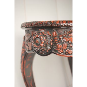 皇室系菊木彫 鎌倉彫机　T445 