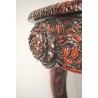 皇室系菊木彫 鎌倉彫机　T445 