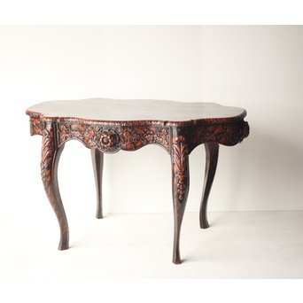 皇室系菊木彫 鎌倉彫机　T445 