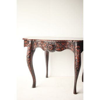 皇室系菊木彫 鎌倉彫机　T445 