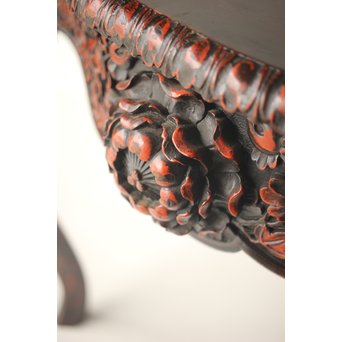 皇室系菊木彫 鎌倉彫机　T445 