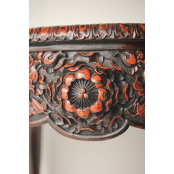 皇室系菊木彫 鎌倉彫机　T445 