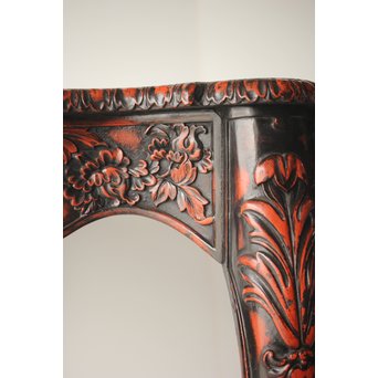 皇室系菊木彫 鎌倉彫机　T445 