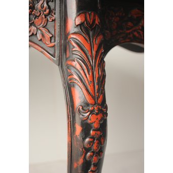 皇室系菊木彫 鎌倉彫机　T445 