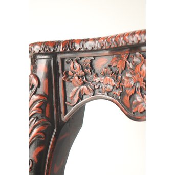 皇室系菊木彫 鎌倉彫机　T445 