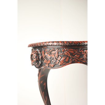 皇室系菊木彫 鎌倉彫机　T445 