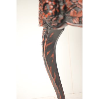 皇室系菊木彫 鎌倉彫机　T445 