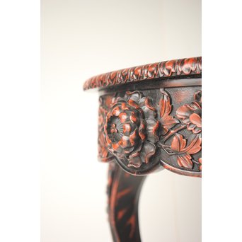 皇室系菊木彫 鎌倉彫机　T445 