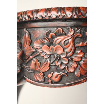 皇室系菊木彫 鎌倉彫机　T445 