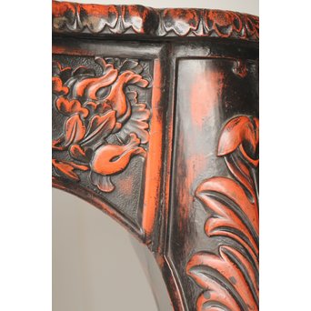 皇室系菊木彫 鎌倉彫机　T445 