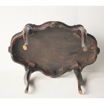 皇室系菊木彫 鎌倉彫机　T445 