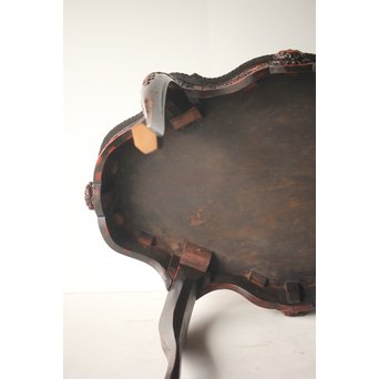 皇室系菊木彫 鎌倉彫机　T445 