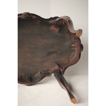 皇室系菊木彫 鎌倉彫机　T445 