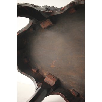 皇室系菊木彫 鎌倉彫机　T445 