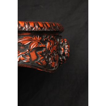 皇室系菊木彫 鎌倉彫机　T445 