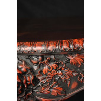 皇室系菊木彫 鎌倉彫机　T445 