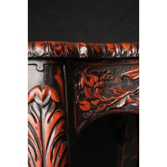 皇室系菊木彫 鎌倉彫机　T445 