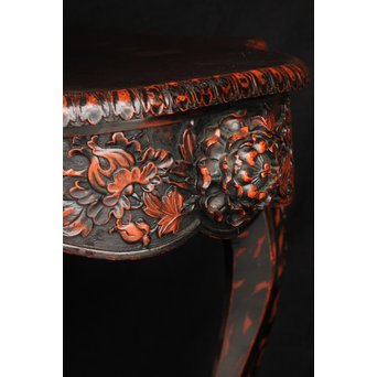 皇室系菊木彫 鎌倉彫机　T445 