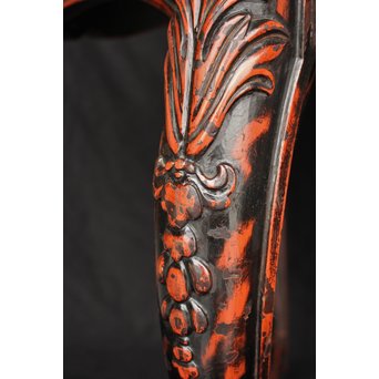 皇室系菊木彫 鎌倉彫机　T445 