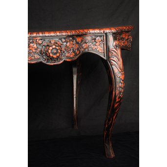 皇室系菊木彫 鎌倉彫机　T445 