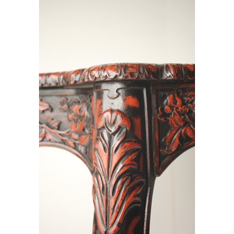 皇室系菊木彫 鎌倉彫机　T445 