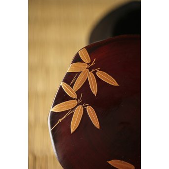 稲尾誠中斎 如意庵 梅古木香合 立花大亀書付 大徳寺 共布 共箱　Q284 