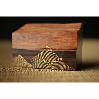 秀峰作 名取川 埋木香合　Q285 