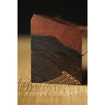 秀峰作 名取川 埋木香合　Q285 