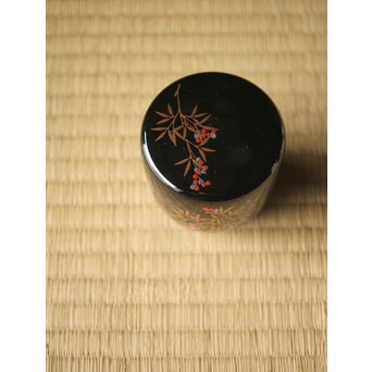 加賀蒔絵師 坂下雄峰 南天蒔絵 大棗 共箱　Q287 
