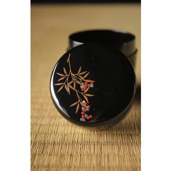 加賀蒔絵師 坂下雄峰 南天蒔絵 大棗 共箱　Q287 