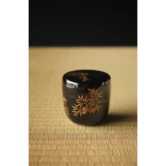 加賀蒔絵師 坂下雄峰 南天蒔絵 大棗 共箱　Q287