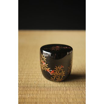 加賀蒔絵師 坂下雄峰 南天蒔絵 大棗 共箱　Q287 