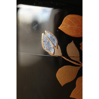 加賀蒔絵師 坂下雄峰 山茶花蒔絵 大棗 共箱　Q288 