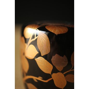 加賀蒔絵師 坂下雄峰 山茶花蒔絵 大棗 共箱　Q288 