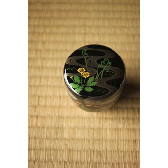 吉田一峰 鵬雲斎好 流水春草蒔絵 大棗 共箱　Q289 