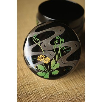 吉田一峰 鵬雲斎好 流水春草蒔絵 大棗 共箱　Q289 