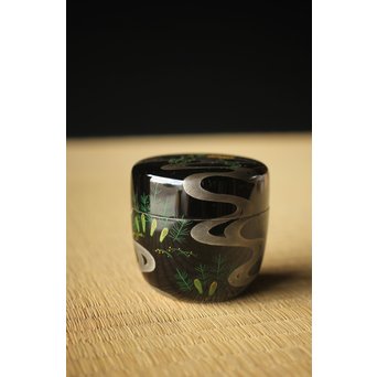 吉田一峰 鵬雲斎好 流水春草蒔絵 大棗 共箱　Q289 