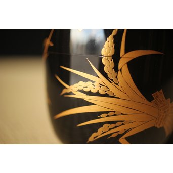 細川司光 稲穂蒔絵 大棗 共箱　Q291 