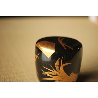 細川司光 稲穂蒔絵 大棗 共箱　Q291 