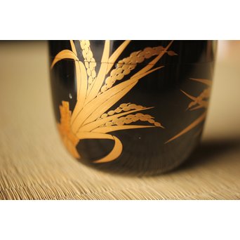 細川司光 稲穂蒔絵 大棗 共箱　Q291 