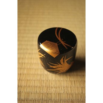 細川司光 稲穂蒔絵 大棗 共箱　Q291 